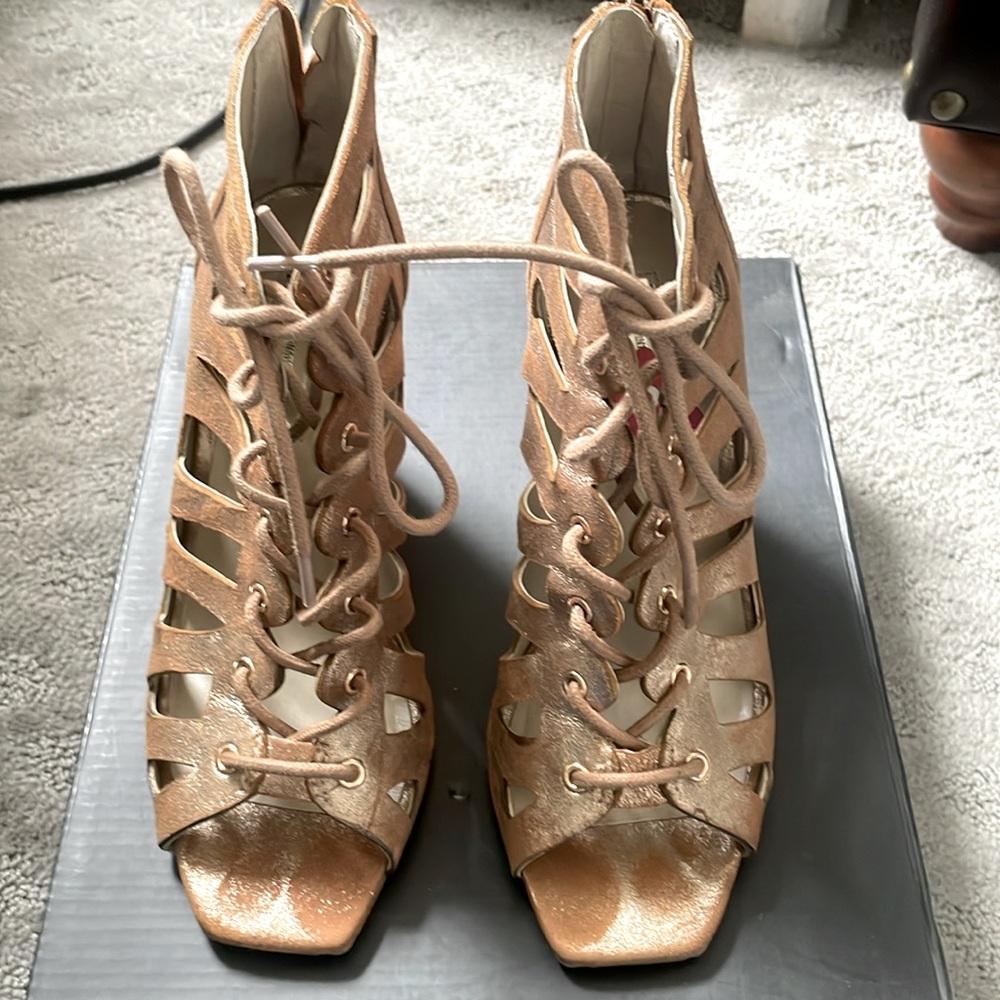 Bronze shimmer wedges.